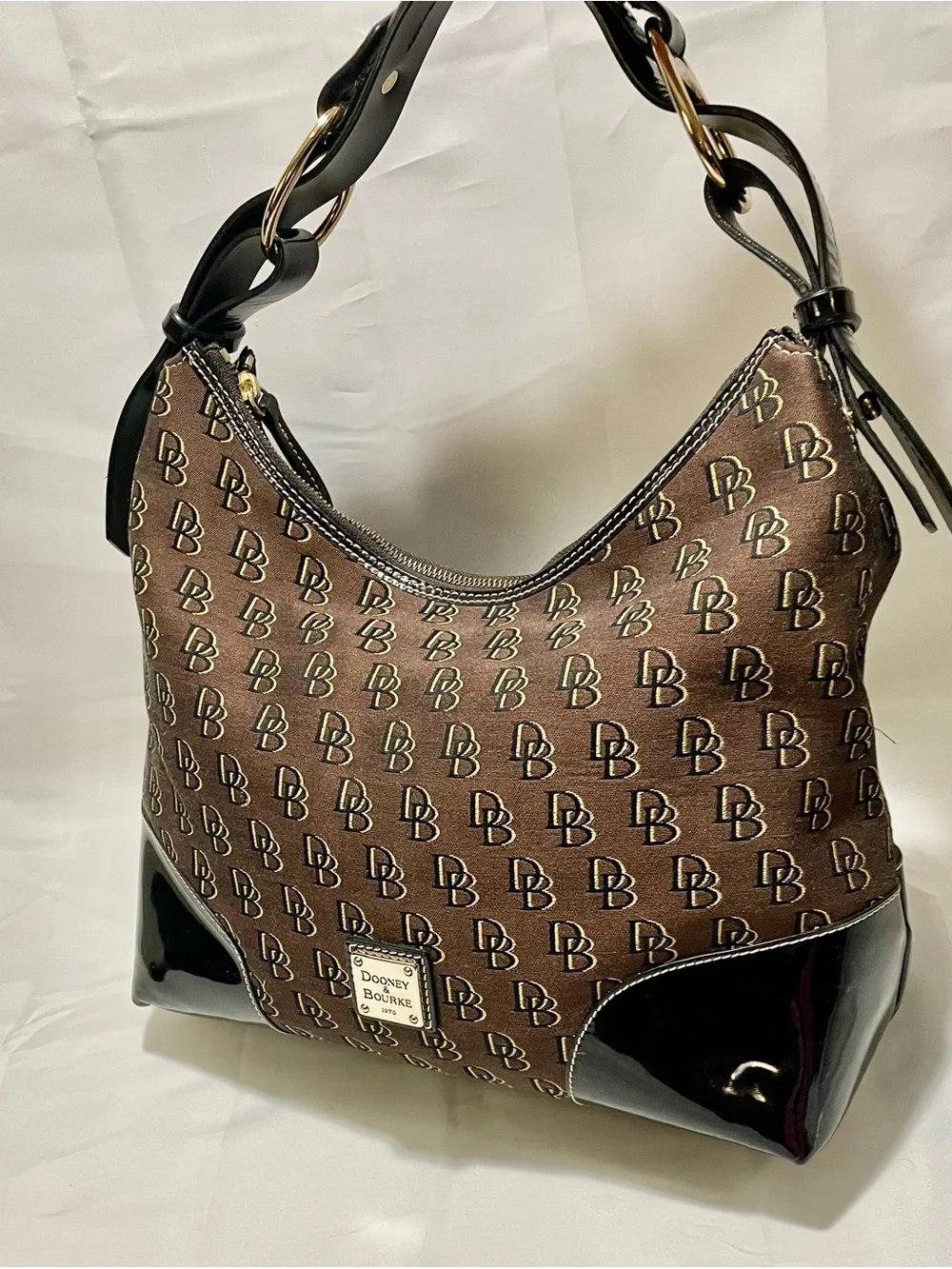 Dooney & Bourke Nikki Shadow Signature Monogram Hobo Bag, EUC